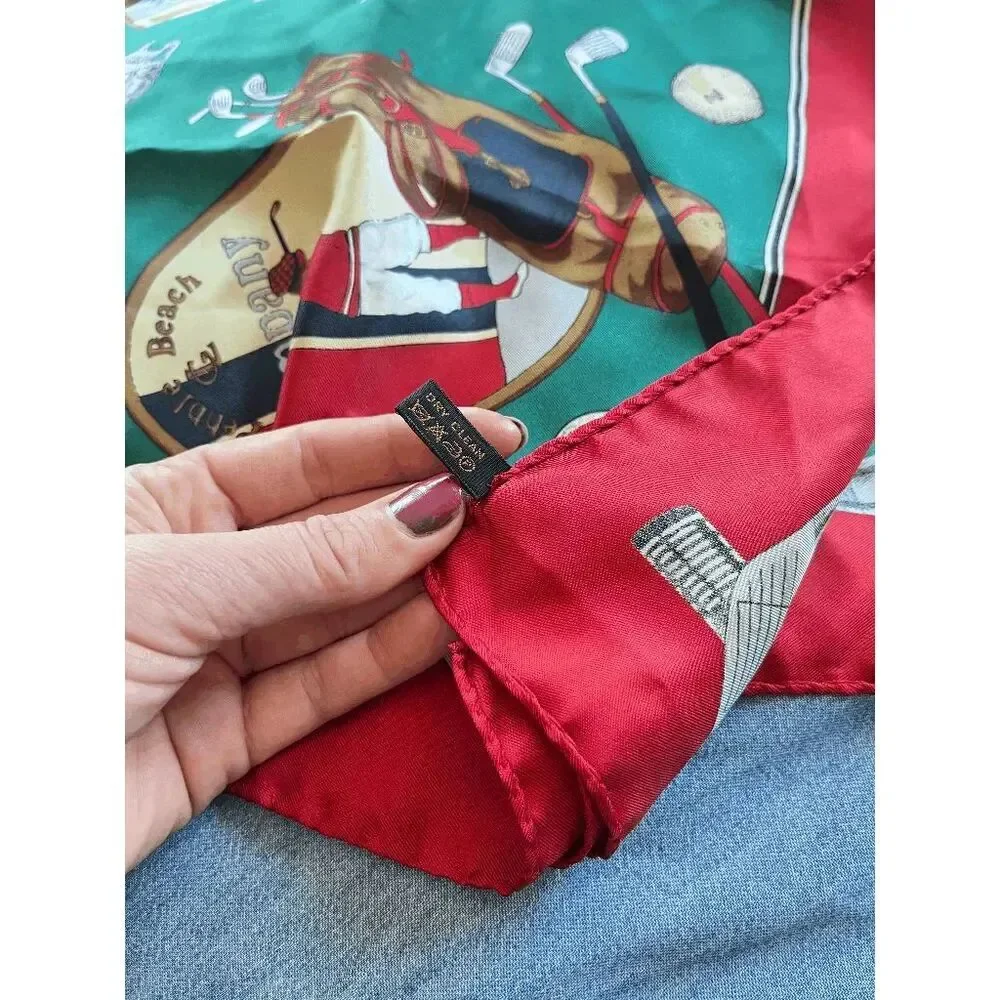 Tail Pebble Beach Golf Silk Twill Scarf Italy Old Money Country Club 27